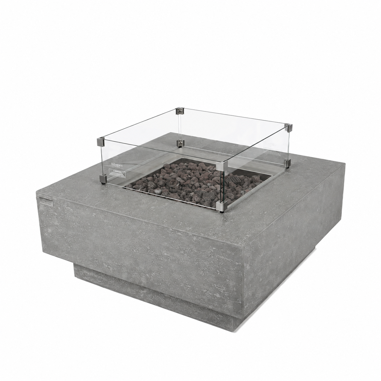 Manhattan Outdoor Fire Pit 36 In. X 36 In. Square Concrete Propane Fire Table with Lava Rocks and Cover