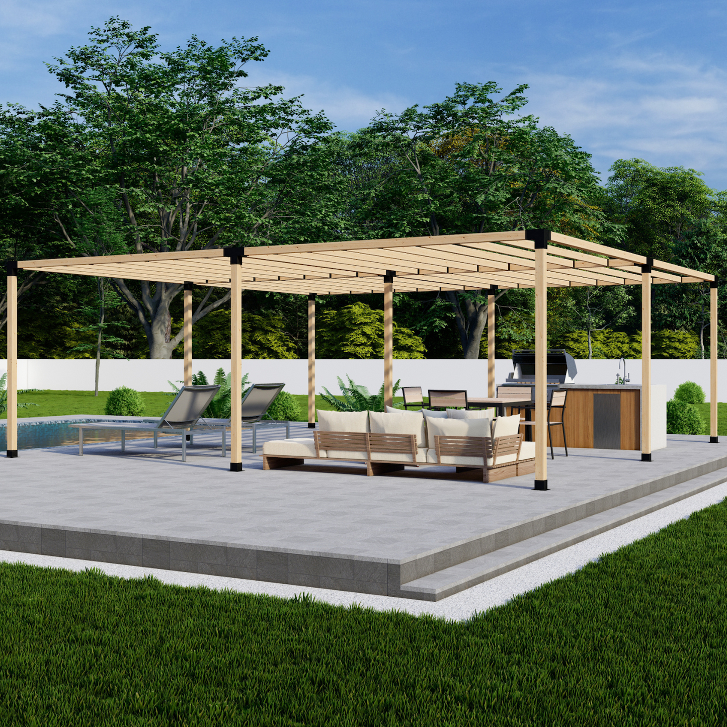 DIY Pergola Bracket Kit for a Freestanding Pergola With Slatted Roof - Any Size Up to 24' x 24'