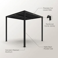 8 Ft. X 8 Ft. Matte Black Aluminum Pergola — Lifestyle