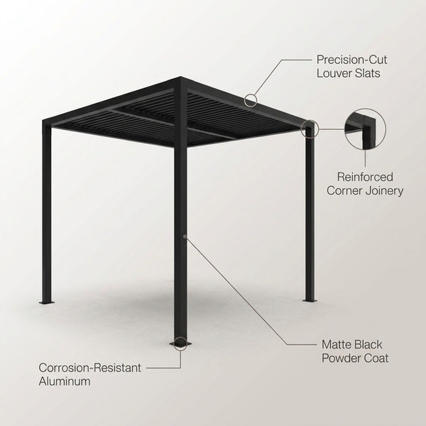 8 Ft. X 8 Ft. Matte Black Aluminum Pergola