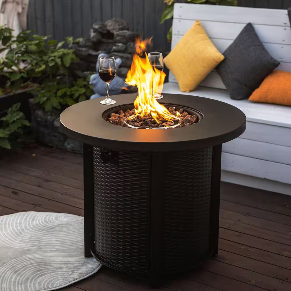 30" Propane Gas Fire Pit Table, 50000 BTU round Steel Fire Pit