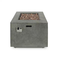Wellington 33 In. X 24 In. Square Concrete Propane Outdoor Patio Fire Pit in Dark Grey