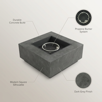 Wellington 33 In. X 24 In. Square Concrete Propane Outdoor Patio Fire Pit in Dark Grey — Lifestyle