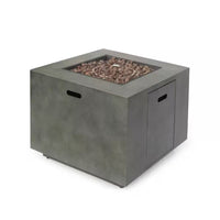 Wellington 33 In. X 24 In. Square Concrete Propane Outdoor Patio Fire Pit in Dark Grey