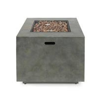Wellington 33 In. X 24 In. Square Concrete Propane Outdoor Patio Fire Pit in Dark Grey