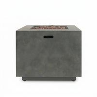 Wellington 33 In. X 24 In. Square Concrete Propane Outdoor Patio Fire Pit in Dark Grey — Studio Shot