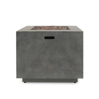 Wellington 33 In. X 24 In. Square Concrete Propane Outdoor Patio Fire Pit in Dark Grey