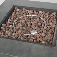 Wellington 33 In. X 24 In. Square Concrete Propane Outdoor Patio Fire Pit in Dark Grey